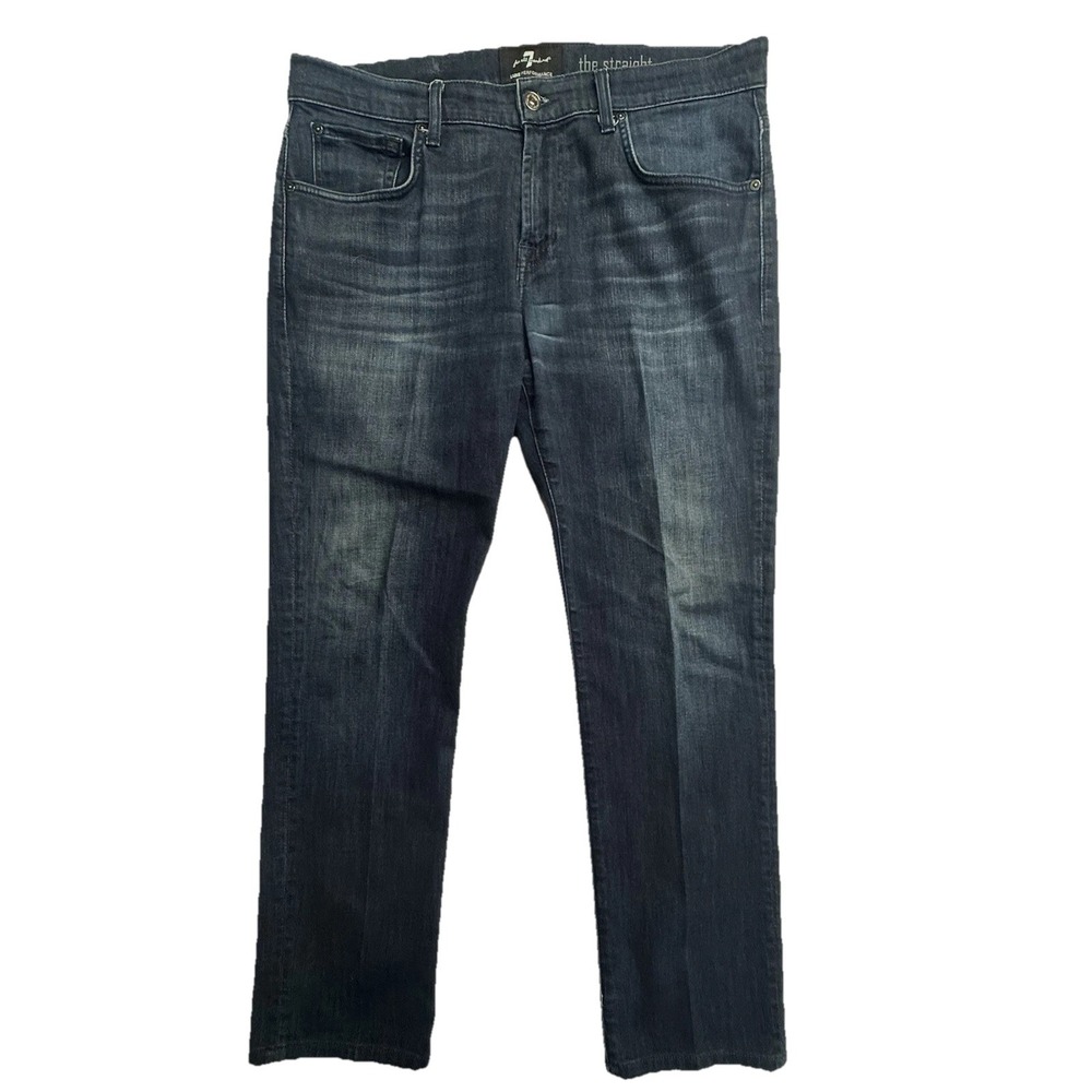 7 For‎ All Mankind Luxe Performance Straight Jeans 34x30 Dark Wash